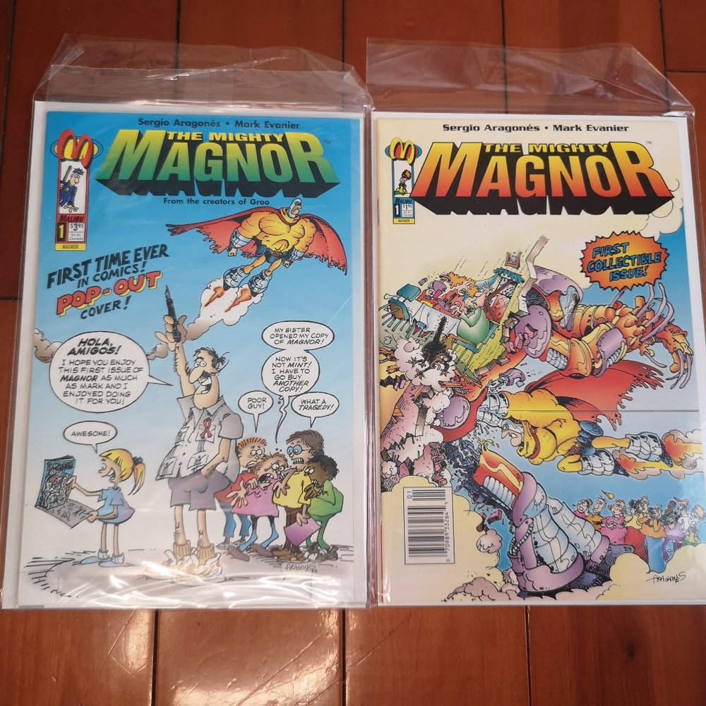 Lot Of 2 The Mighty Magnor #1 (1993) Malibu Comic Books, Pop-out Cover "Sealed"